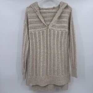 Soft Surroundings Sweater Women Small Beige Open Knit Hoodie Pullover Comfy